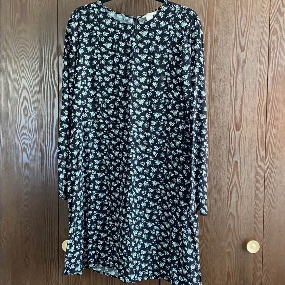 Black dress with green/blue flowers